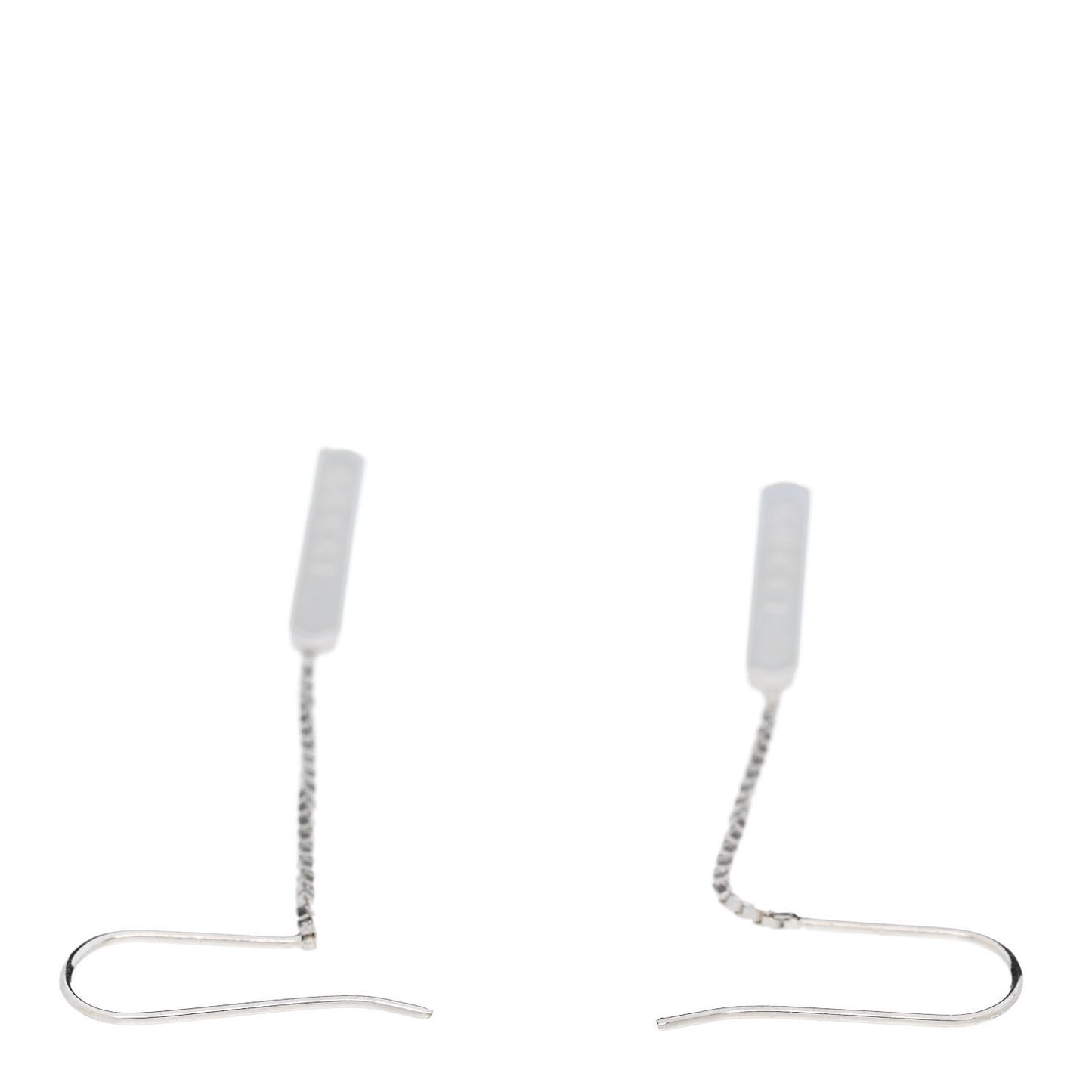 18K White Gold Bar Drop Earrings