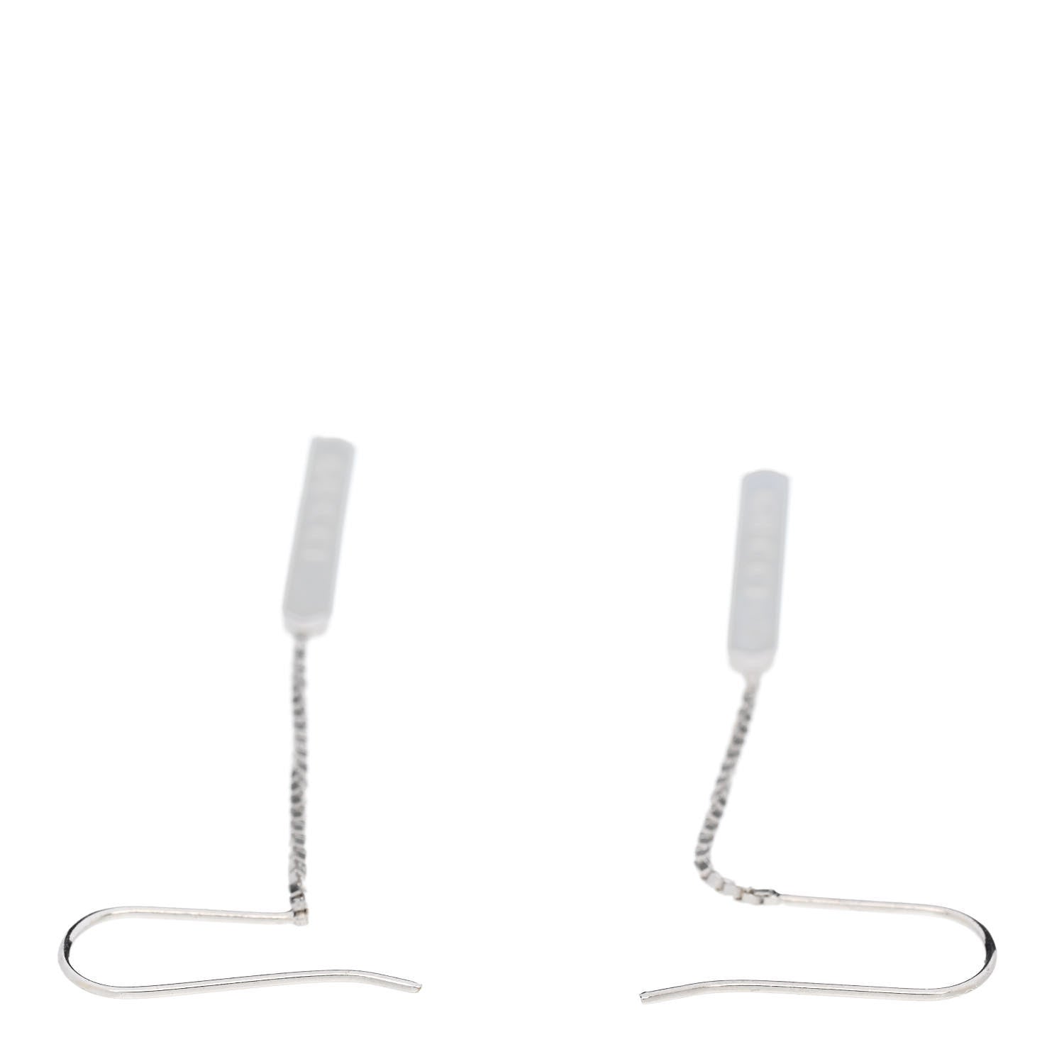 Gucci 18K White Gold Bar Drop Earrings 3 of 4