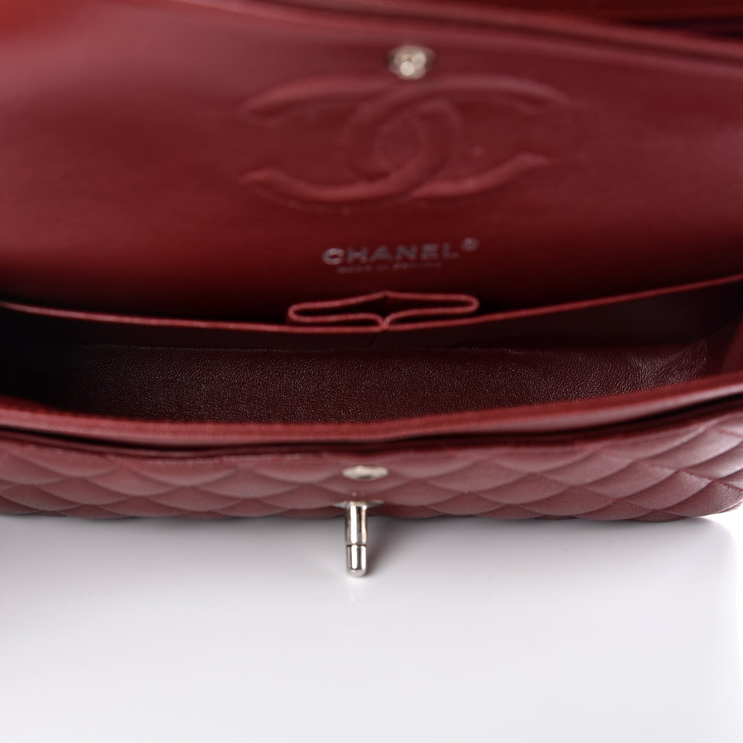 Caviar Quilted Medium Double Flap Dark Red