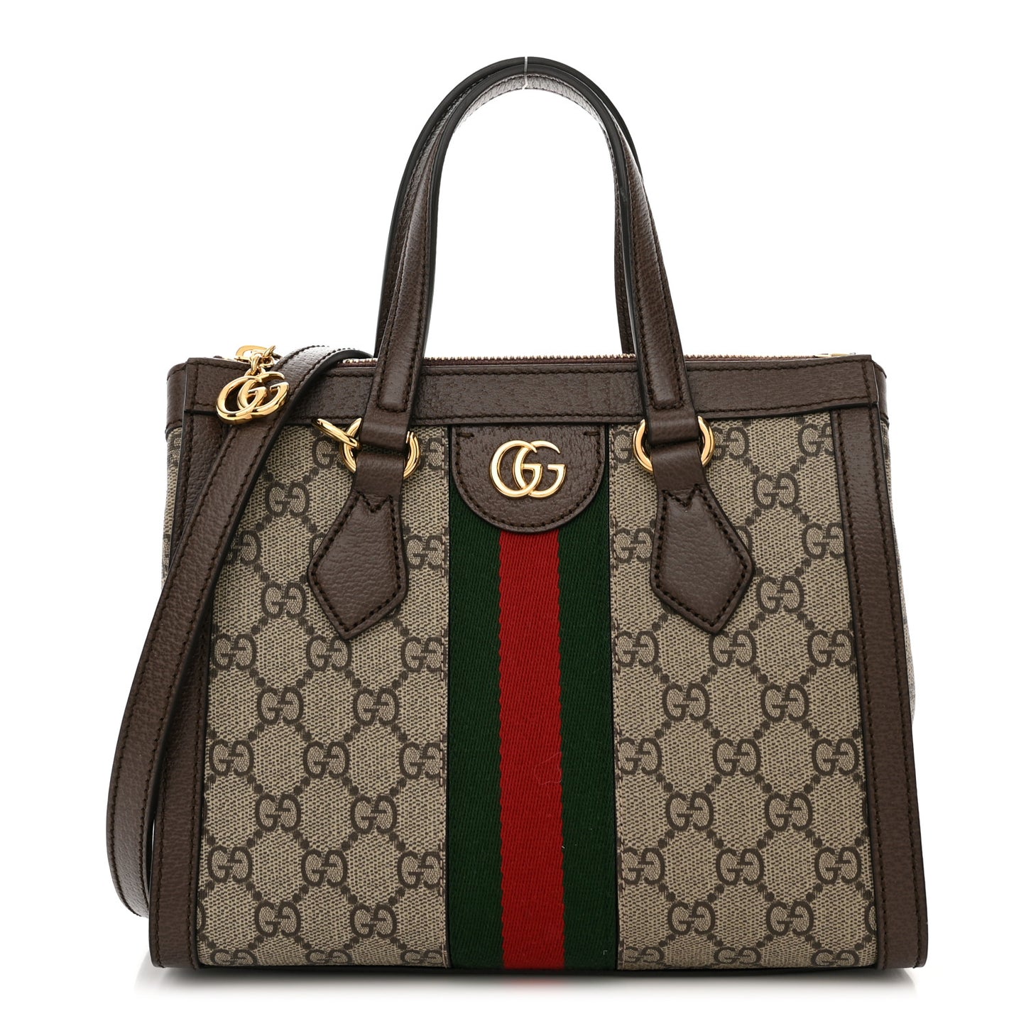 GG Supreme Monogram Small Ophidia Tote Bag Brown