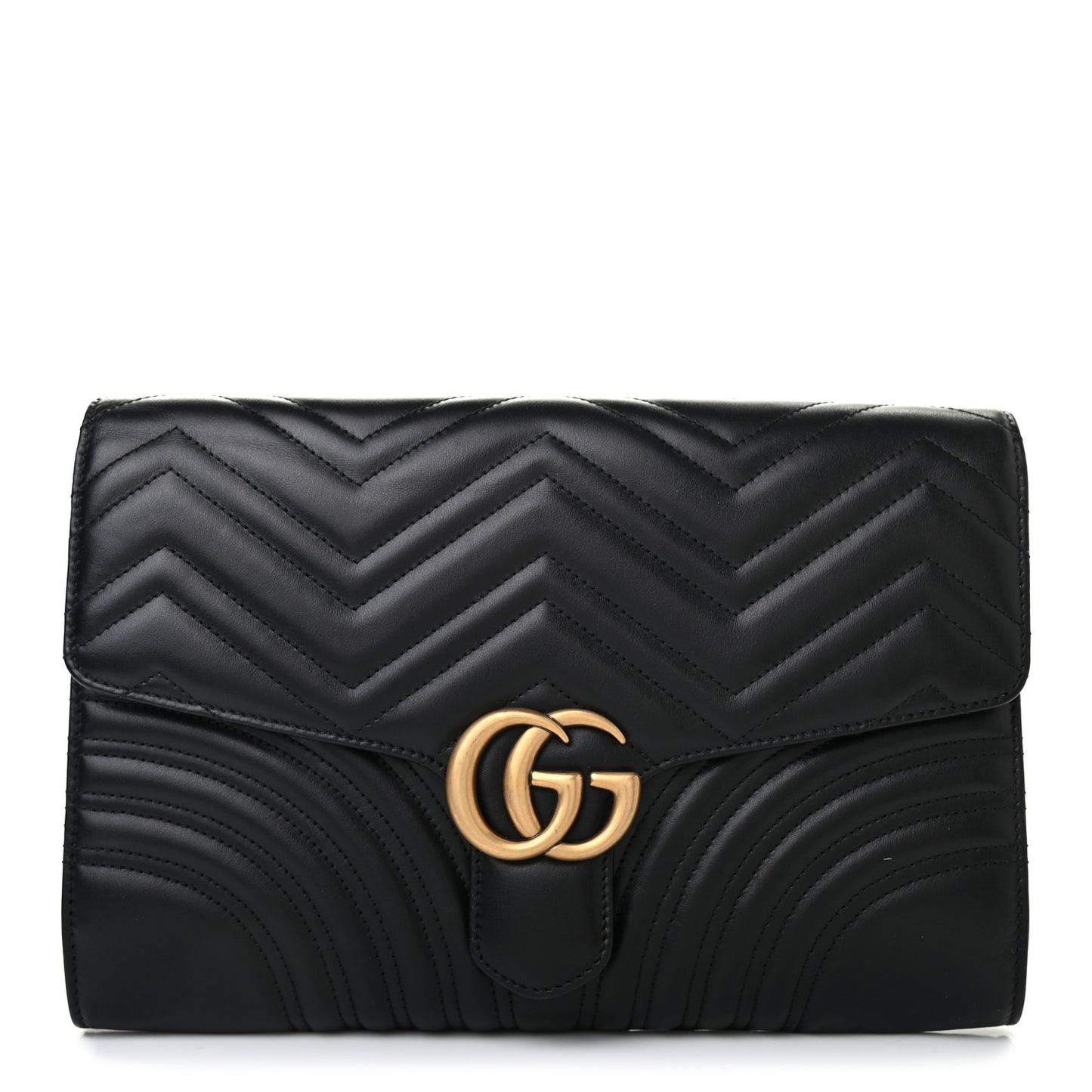 Calfskin Matelasse GG Marmont Clutch Black