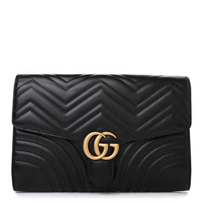 Gucci Calfskin Matelasse GG Marmont Clutch Black 1 of 21