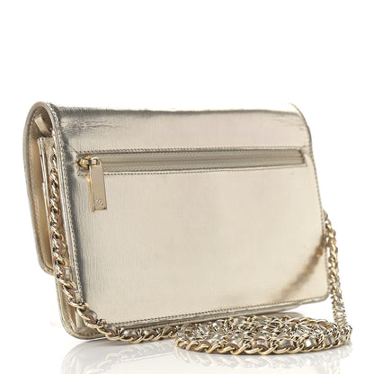 Chanel Metallic Calfskin Timeless Wallet on Chain WOC Argent Clair 3 of 10