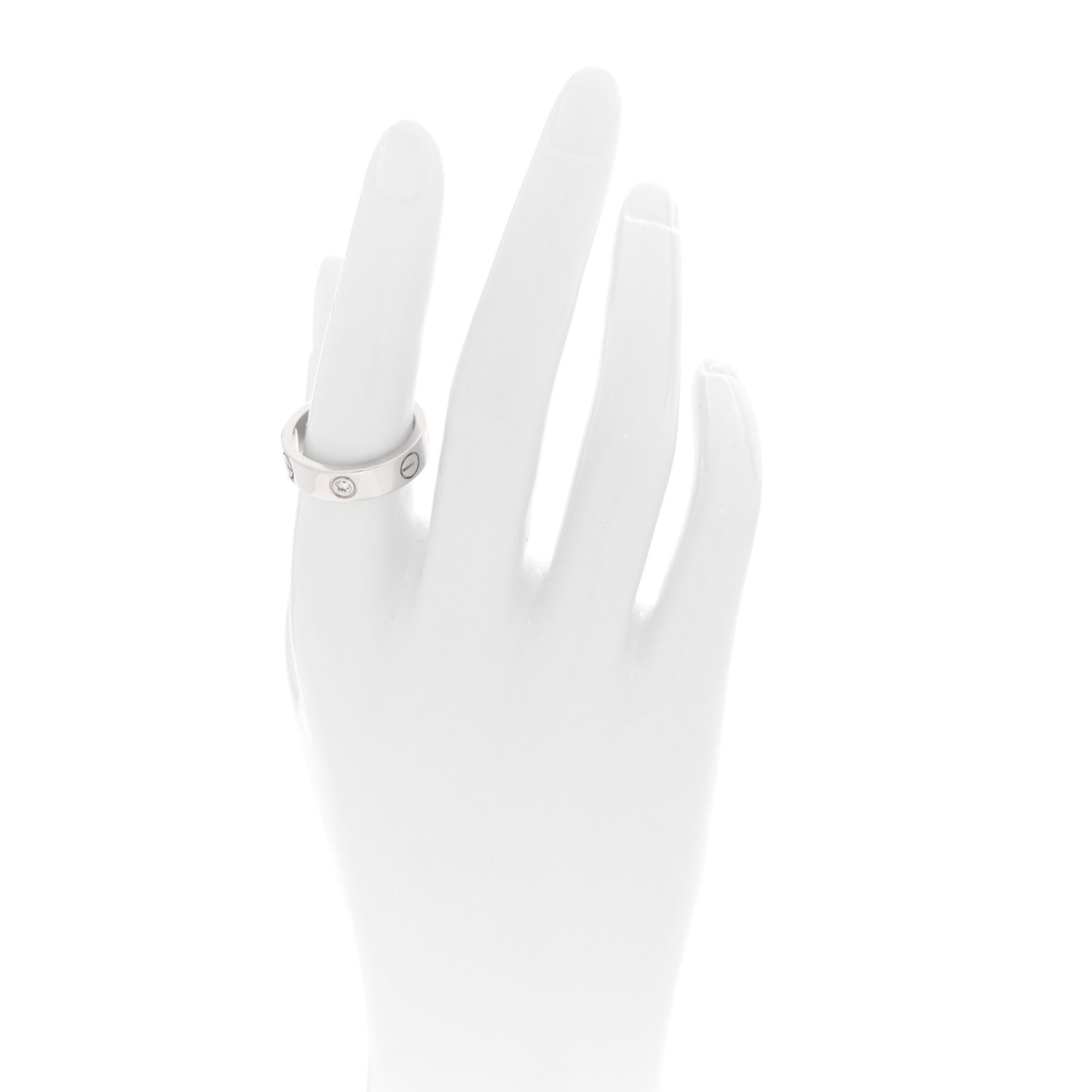 Cartier 18K White Gold 3 Diamond 5.5mm LOVE Ring 55 7.25 2 of 5