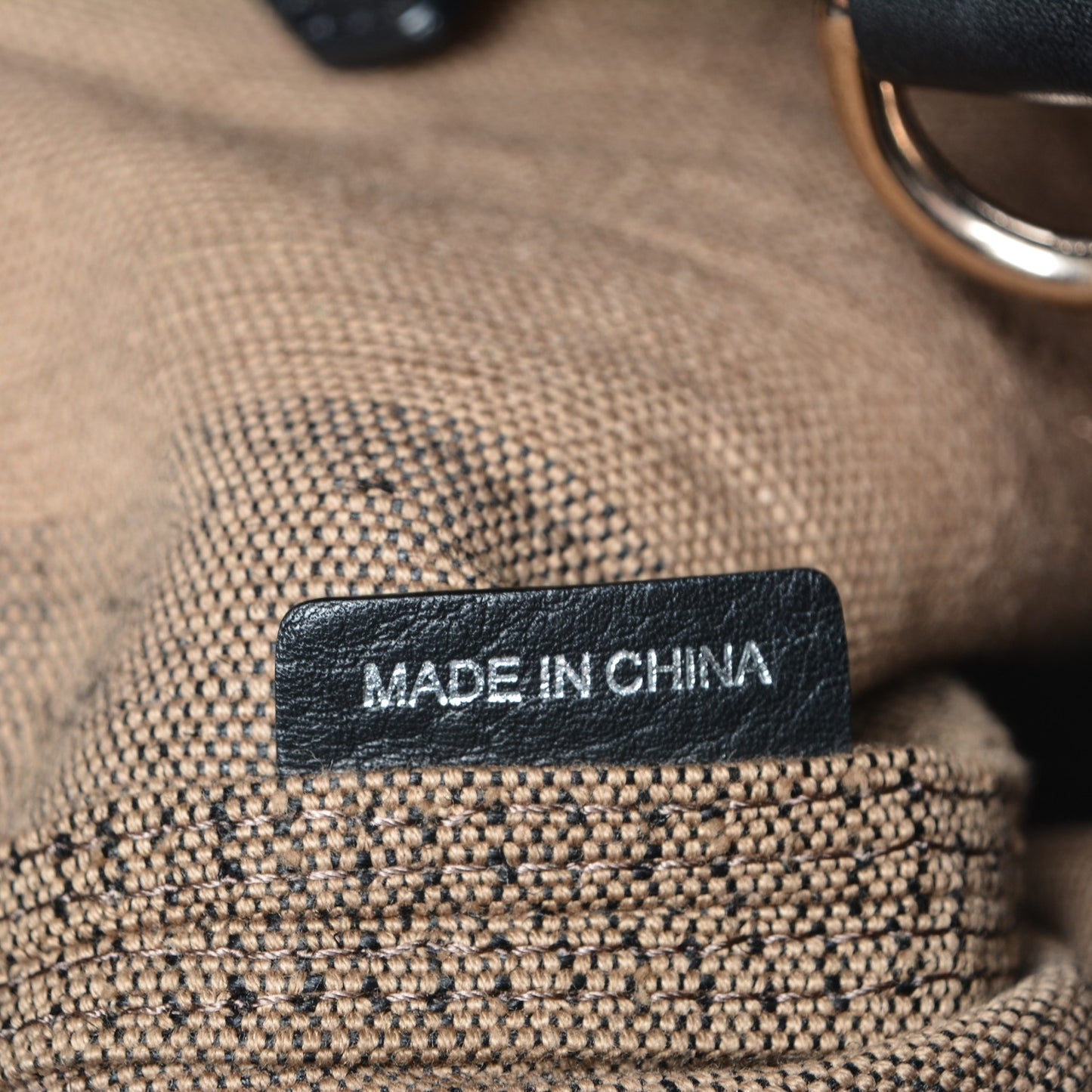Grainy Calfskin Canvas Mega Check Medium Ashby Tassel Hobo Black