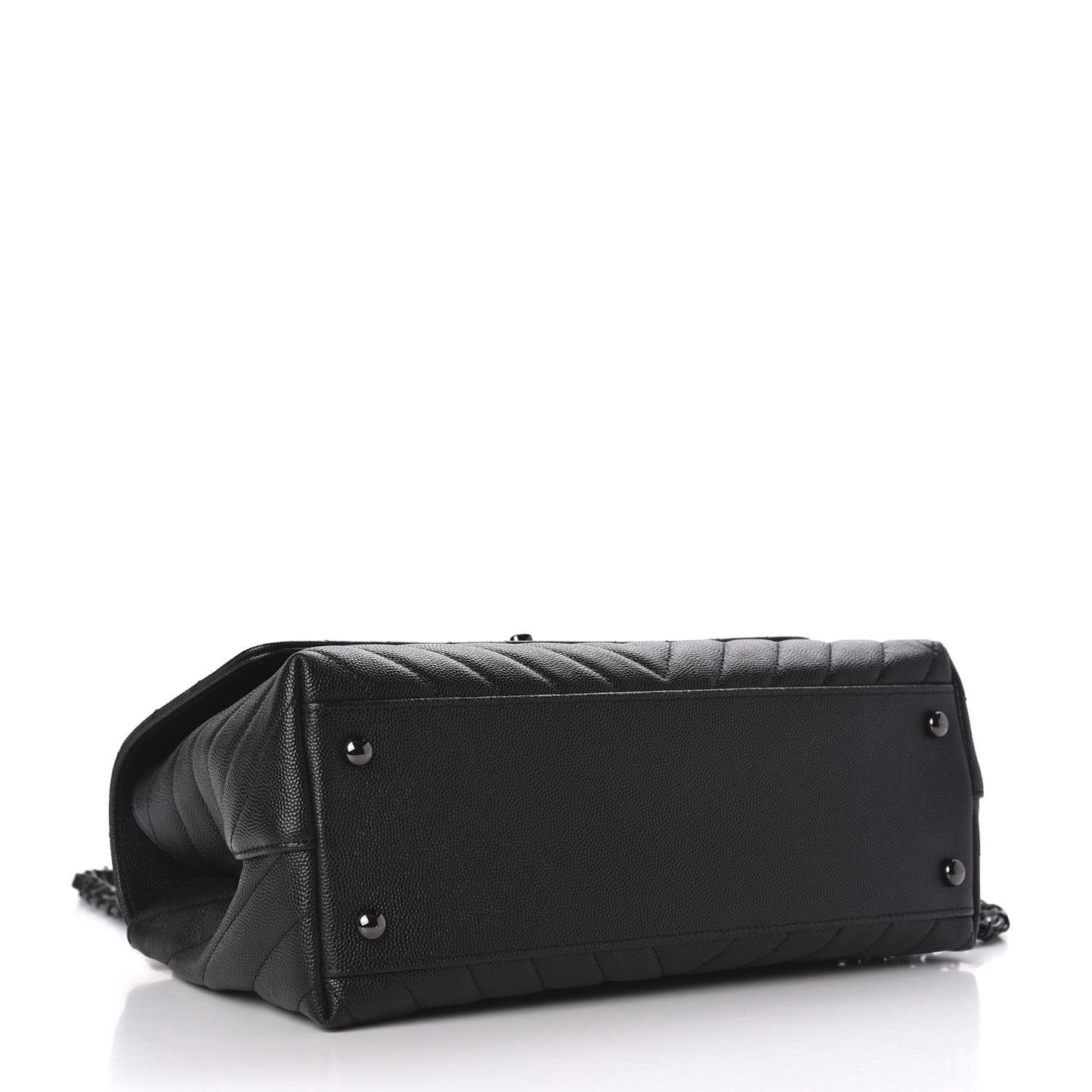 Caviar Chevron Quilted Small Coco Handle Flap So Black