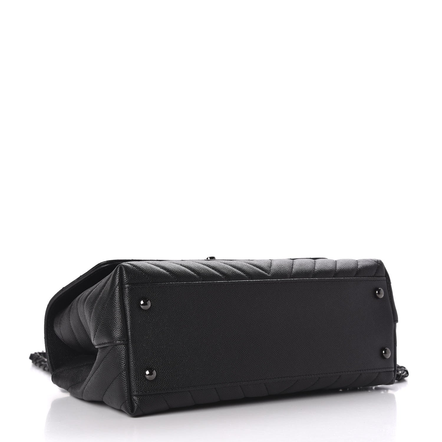 Chanel Caviar Chevron Quilted Small Coco Handle Flap So Black 4 of 9