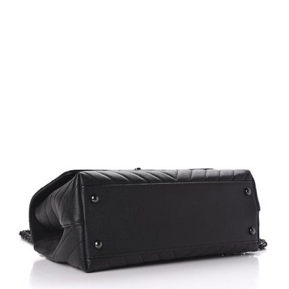 Chanel Caviar Chevron Quilted Small Coco Handle Flap So Black 4 of 9