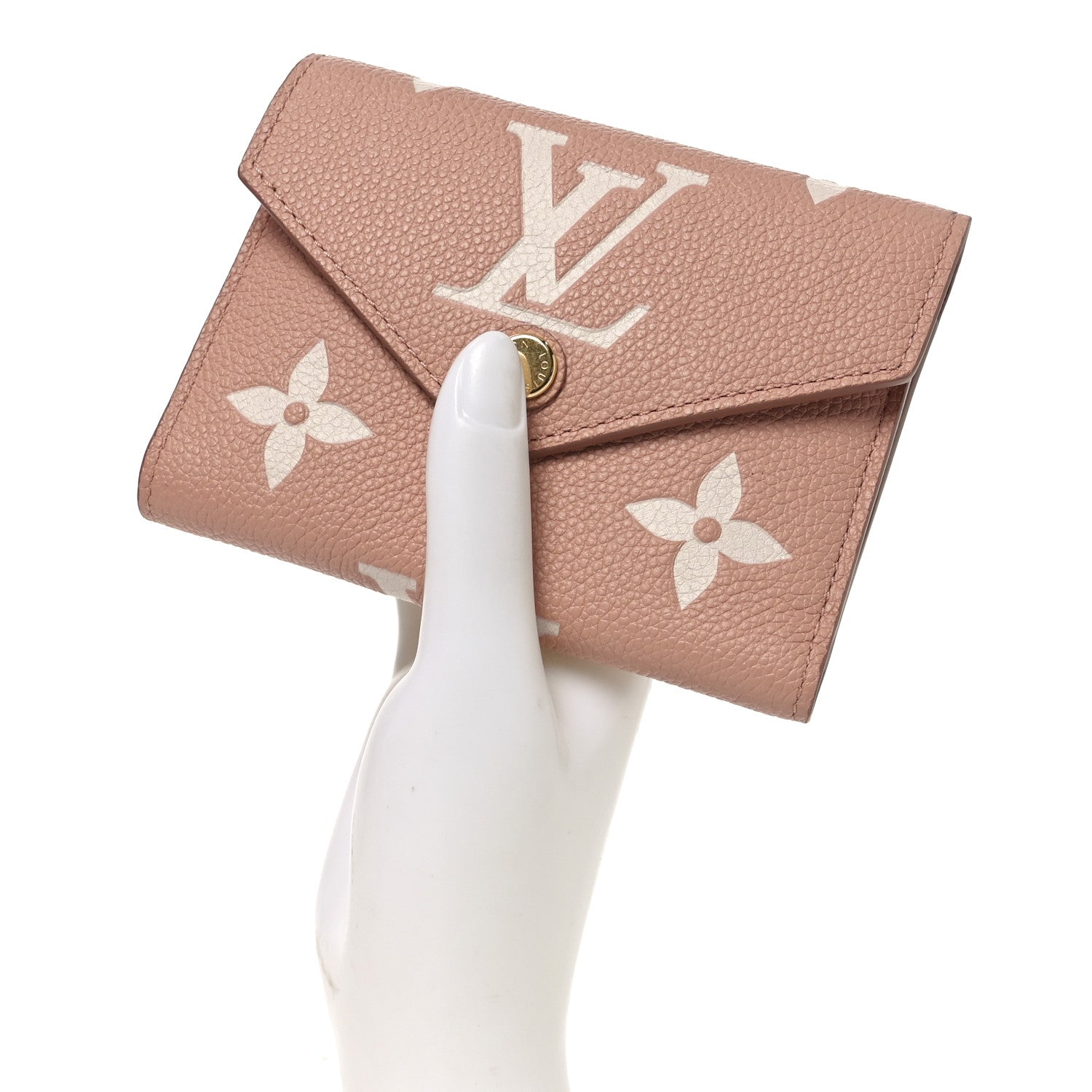 Louis Vuitton Empreinte Monogram Giant Victorine Wallet Rose Trianon Creme 2 of 6