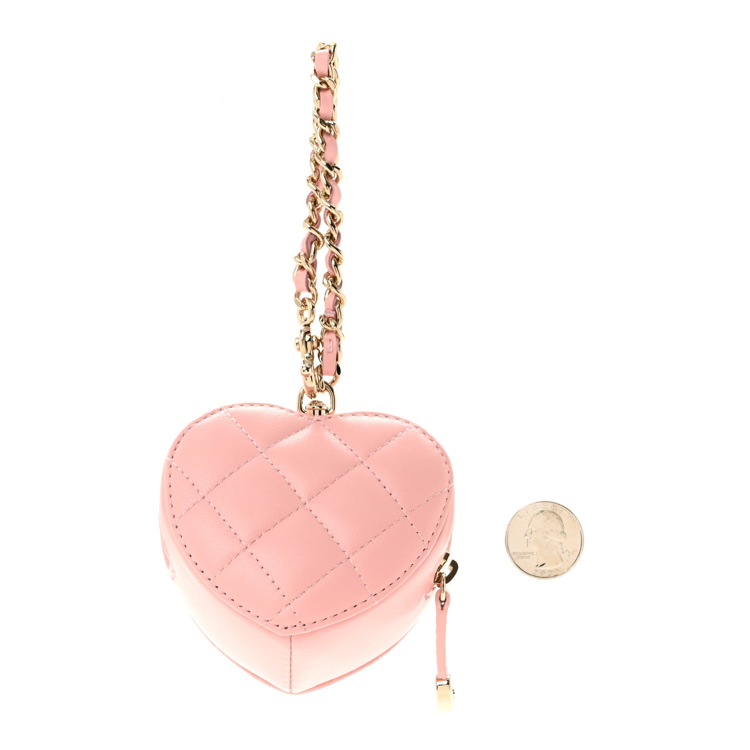 Chanel Lambskin Quilted CC In Love Heart Coin Bag Charm Light Pink 2 of 6