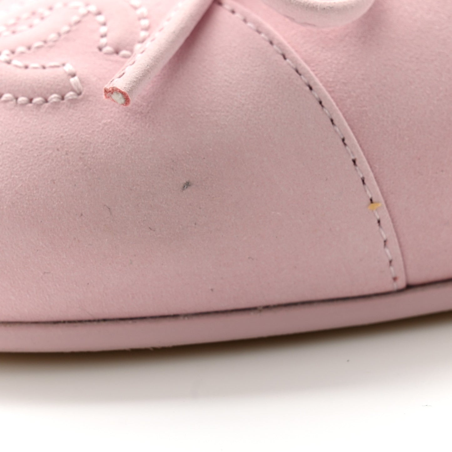 Suede Calfskin Cap Toe CC Ballerina Flats 38.5 Light Pink