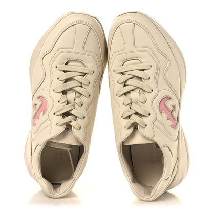 Gucci Dali Soft Calfskin Cut Out Interlocking G Womens Rhyton Sneakers 38.5 Ivoire Wild Rose 2 of 10