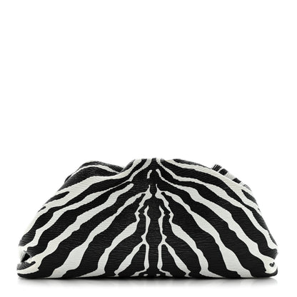 Bottega Veneta Nappa Zebra Print The Pouch Oversized Clutch White Black 1 of 8