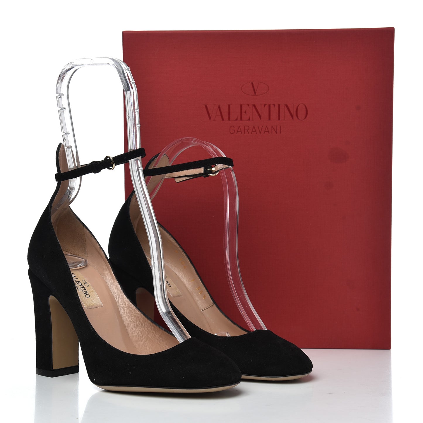 Suede Tan-Go Mary Jane Ankle Strap 100mm Pumps 35.5 Black