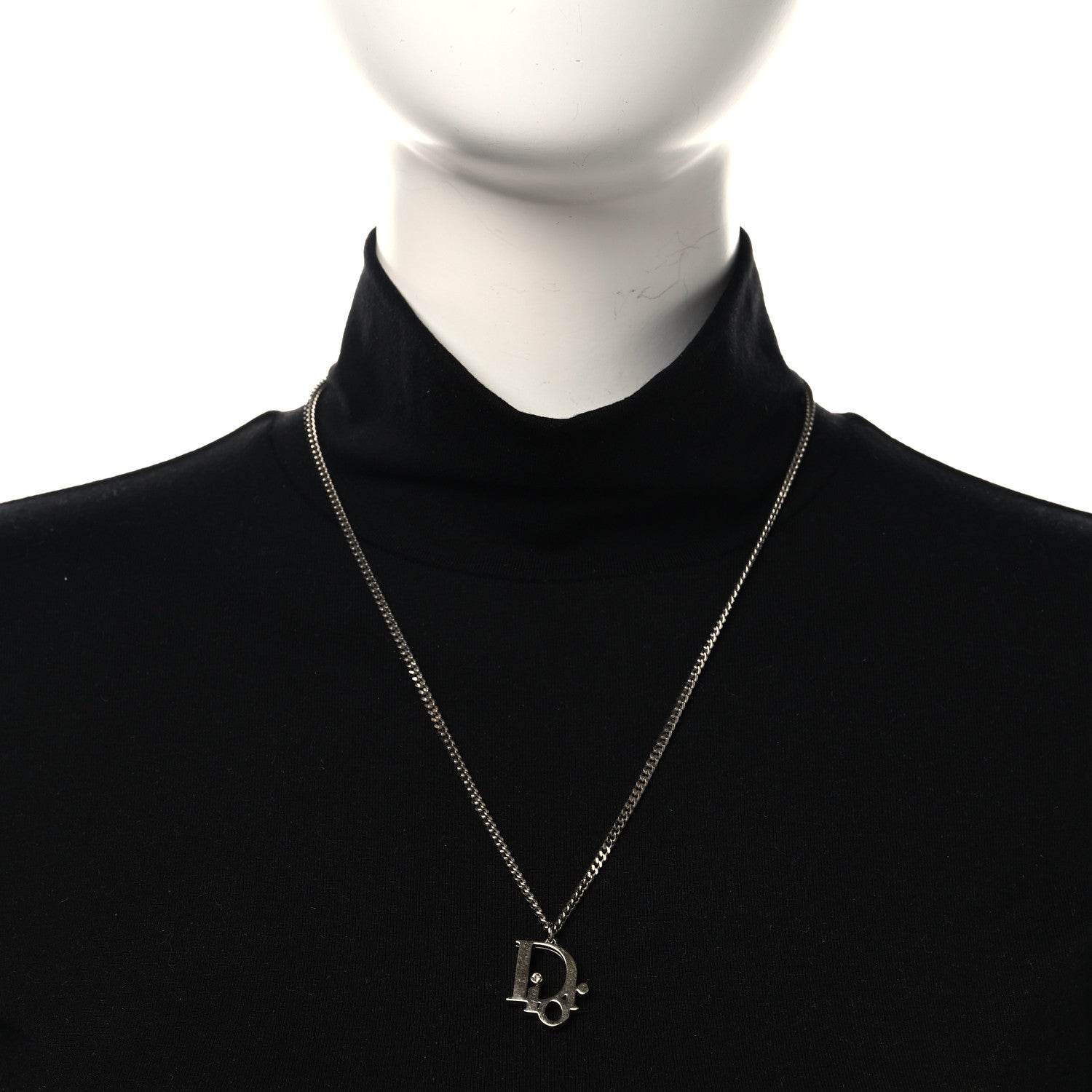 Christian Dior Oblique Pendant Necklace Silver Gold 2 of 6