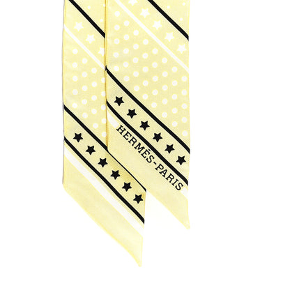 Hermes Silk Les Flacons Bandana Twilly Jaune Soufre Beige Rose Blanc 2 of 3