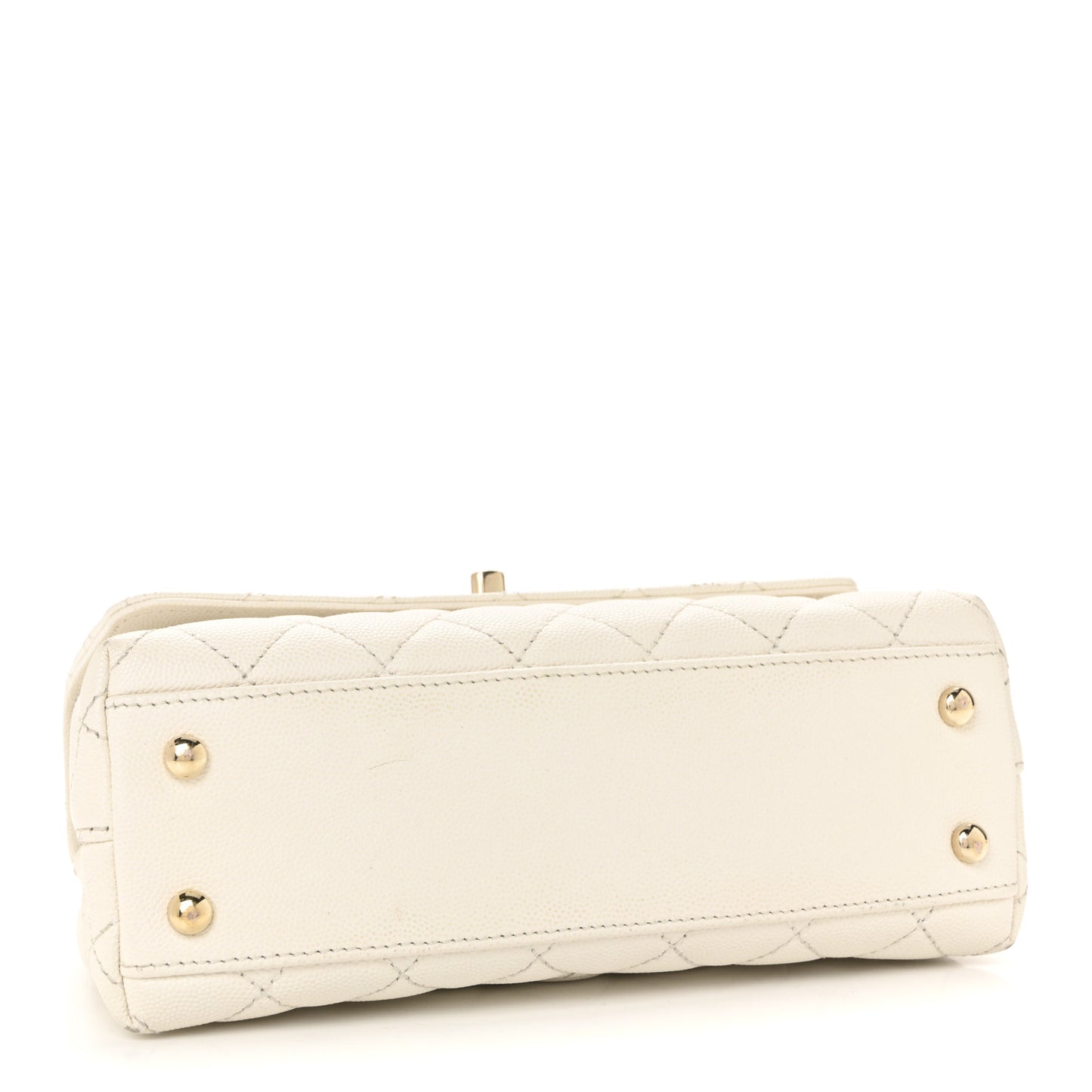 Caviar Quilted Mini Coco Handle Flap White