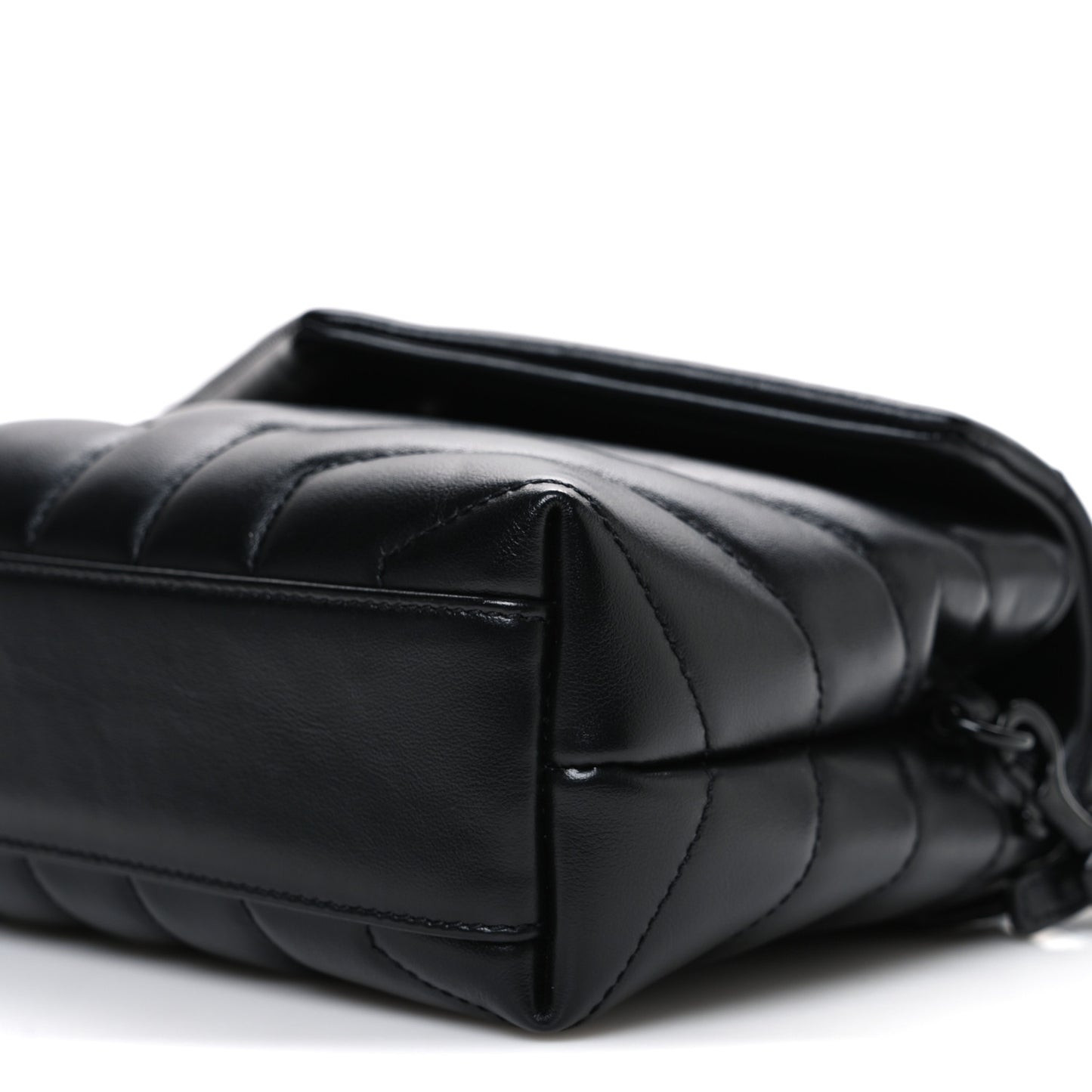 Calfskin Y Quilted Monogram Monochrome Toy Loulou Crossbody Bag Black