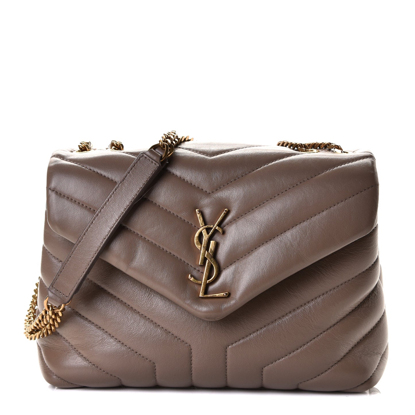 Calfskin Y Quilted Monogram Small Loulou Chain Satchel Taupe