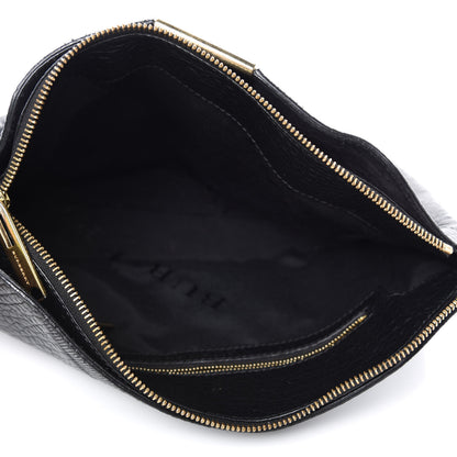 Burberry Signature Grain Calfskin Check Embossed Small Chichester Crossbody Clutch Bag Black 5 of 9