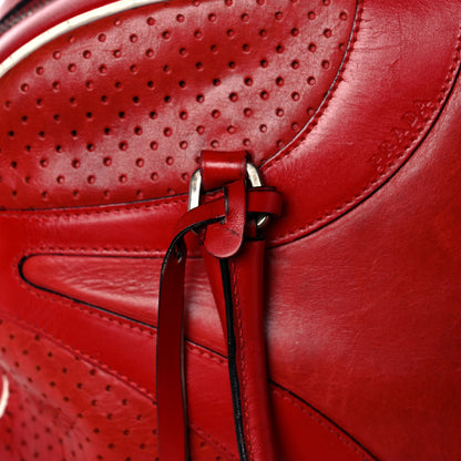 Prada Vitello Drive Perforated Bowling Bag Fuoco 25 of 34