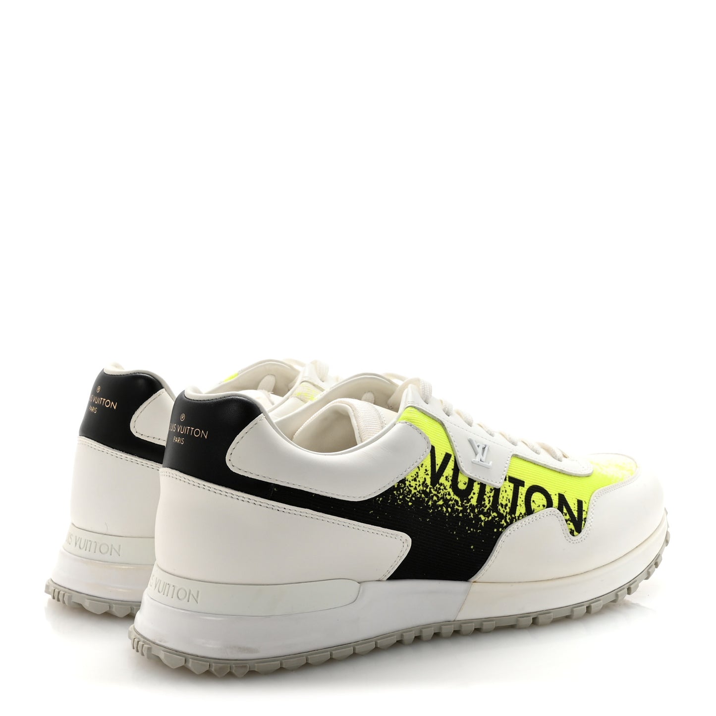 Calfskin Mens Run Away Sneakers  8 White Yellow Gradient