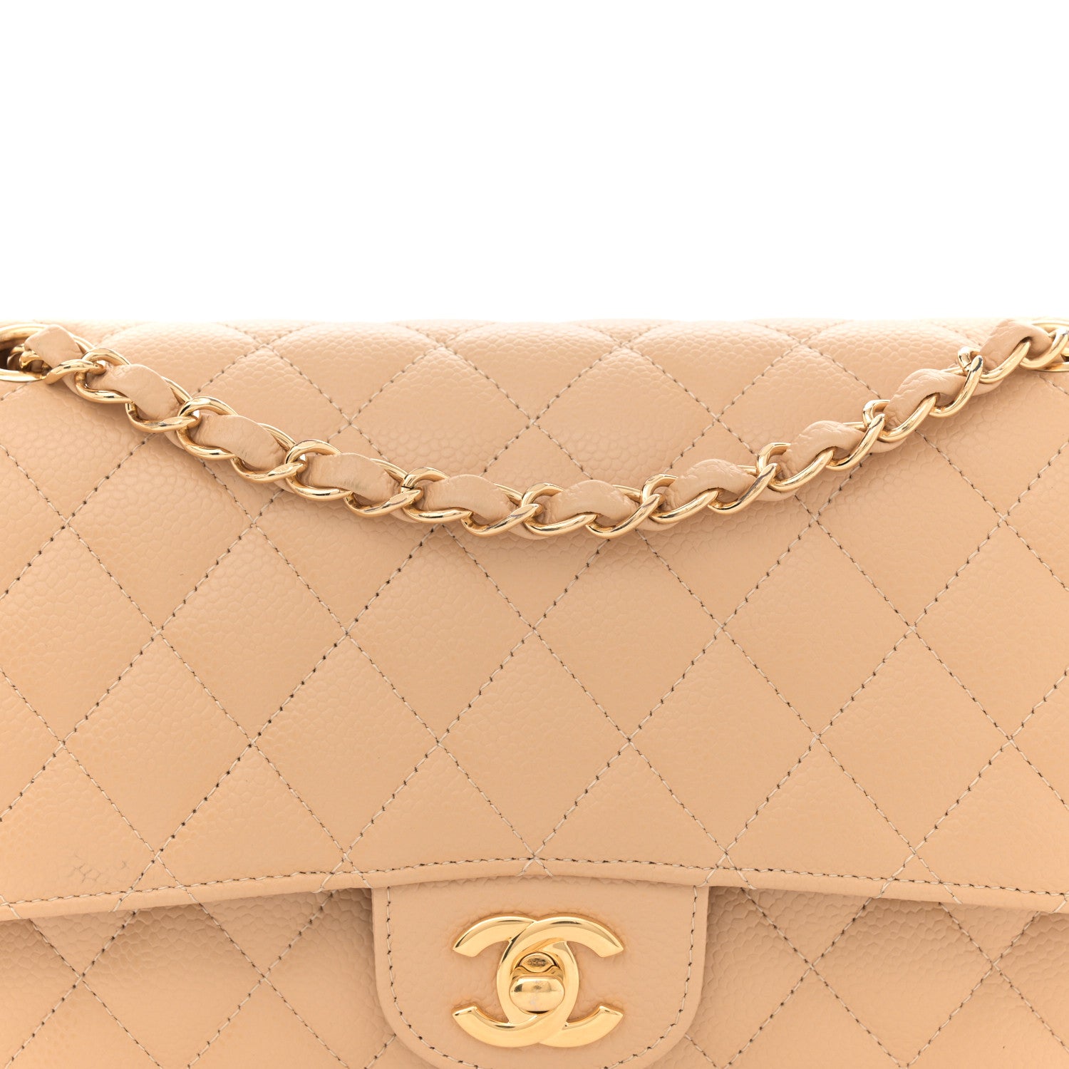 Chanel Caviar Quilted Medium Double Flap Beige 9 of 14