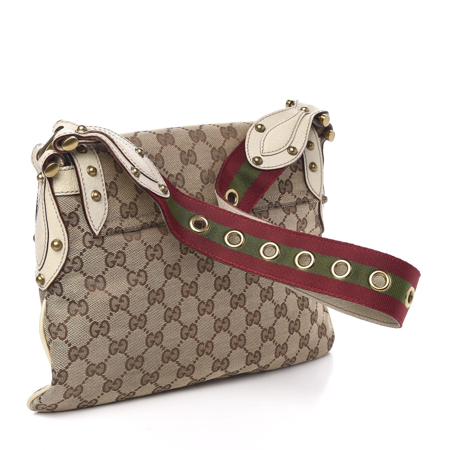 Gucci Monogram Studded Pelham Runway Flap Bag White 3 of 11