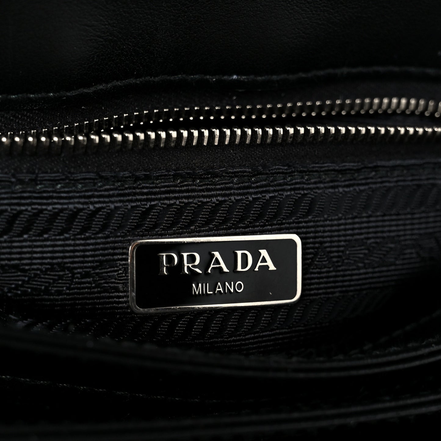 Saffiano Tessuto Nylon Chain Shoulder Bag Black