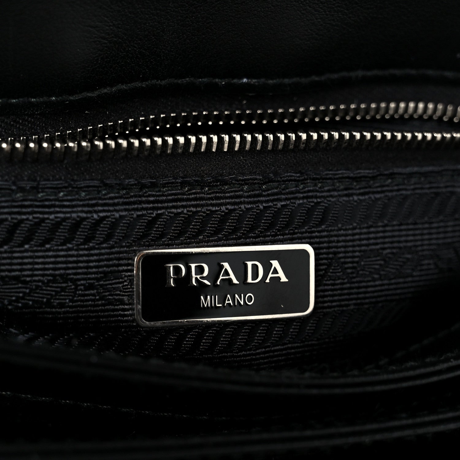 Prada Saffiano Tessuto Nylon Chain Shoulder Bag Black 6 of 11