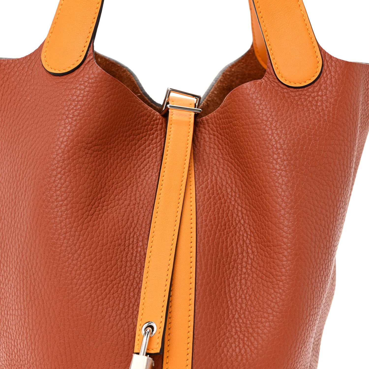 Hermes Taurillon Clemence Swift Eclat Picotin Lock 22 MM Cuivre Jaune D'or 8 of 10