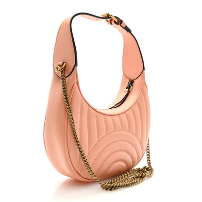 Gucci Calfskin Vertical Ring Matelasse Mini GG Marmont Half Moon Hobo Peachy Chic 3 of 8