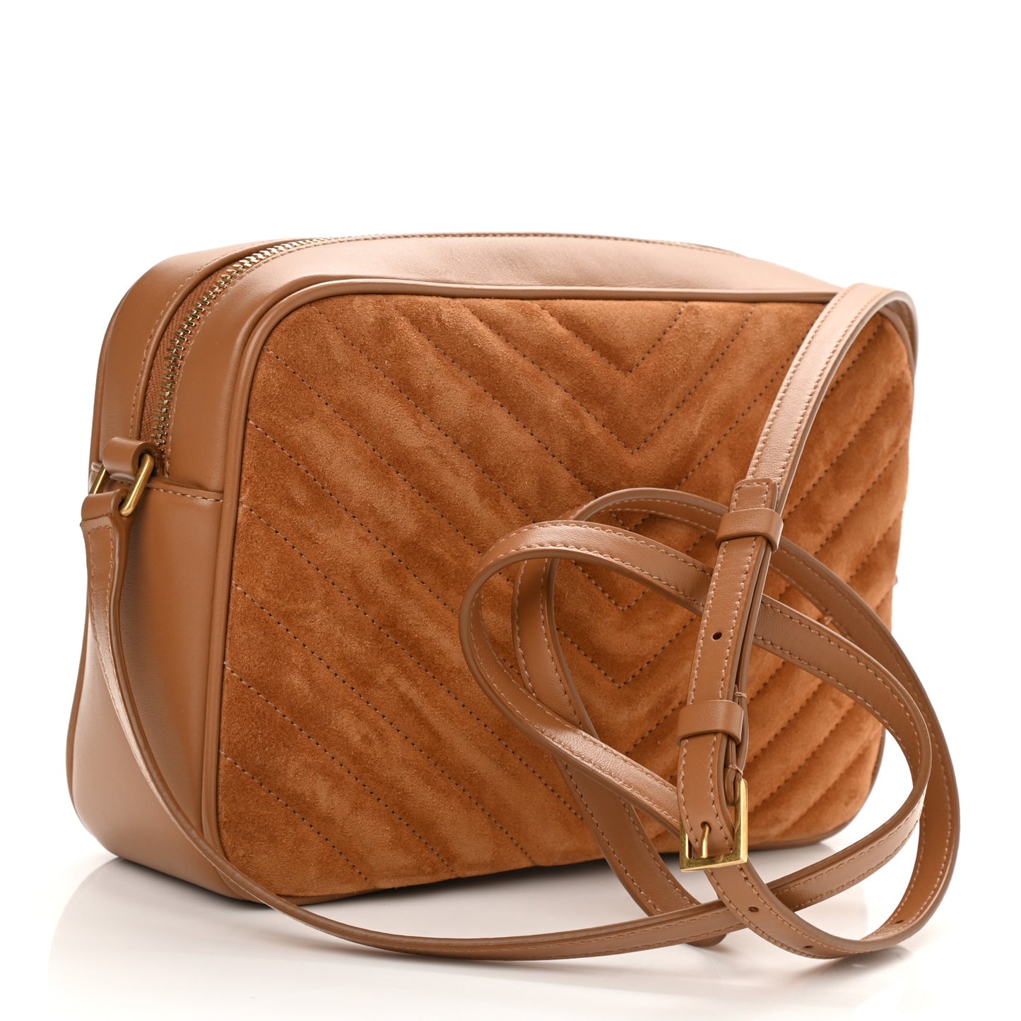 Suede Matelasse Monogram Lou Camera Bag Cinnamon