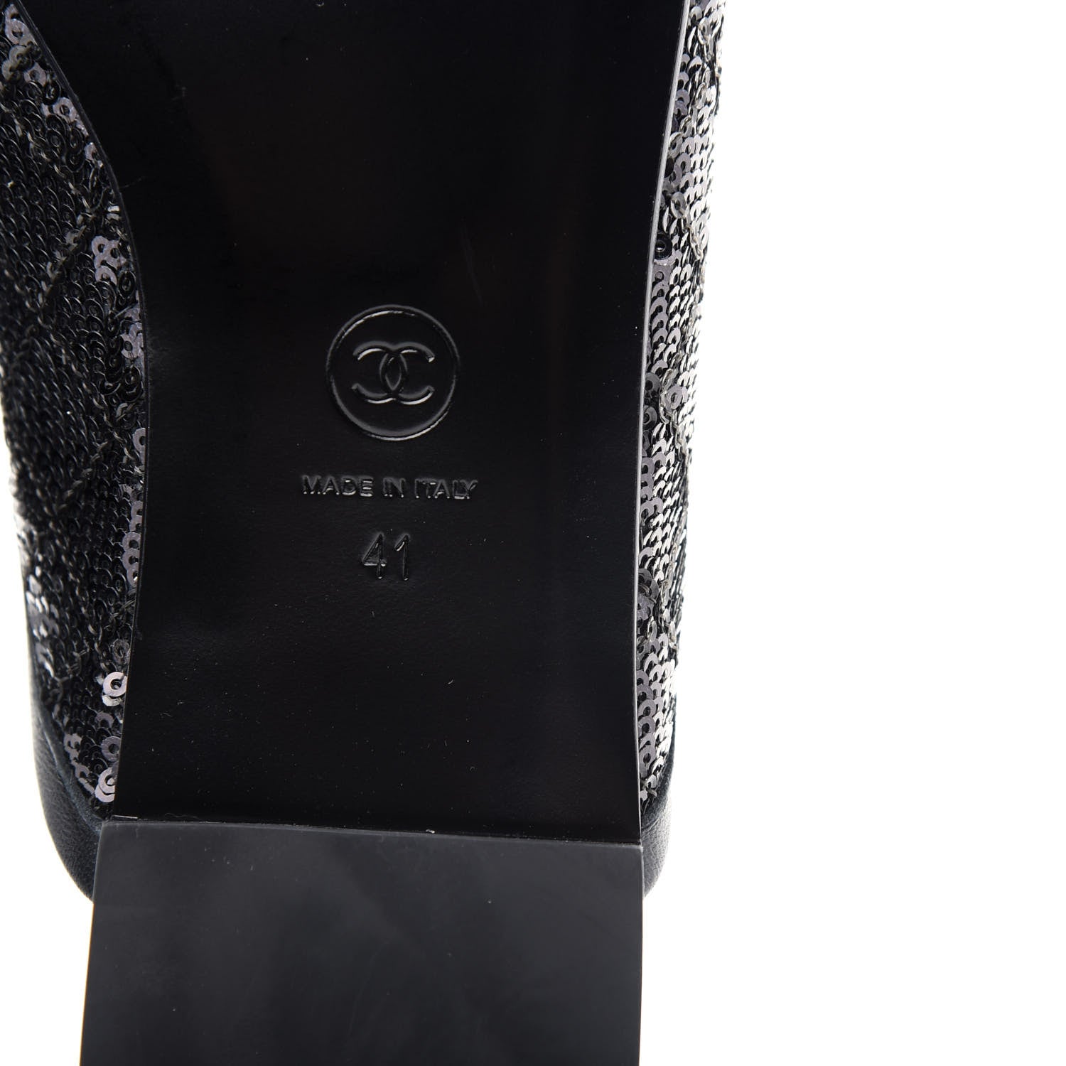Chanel Sequin Lambskin Quilted CC Mules 41 Black 9 of 11