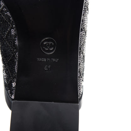 Chanel Sequin Lambskin Quilted CC Mules 41 Black 9 of 11