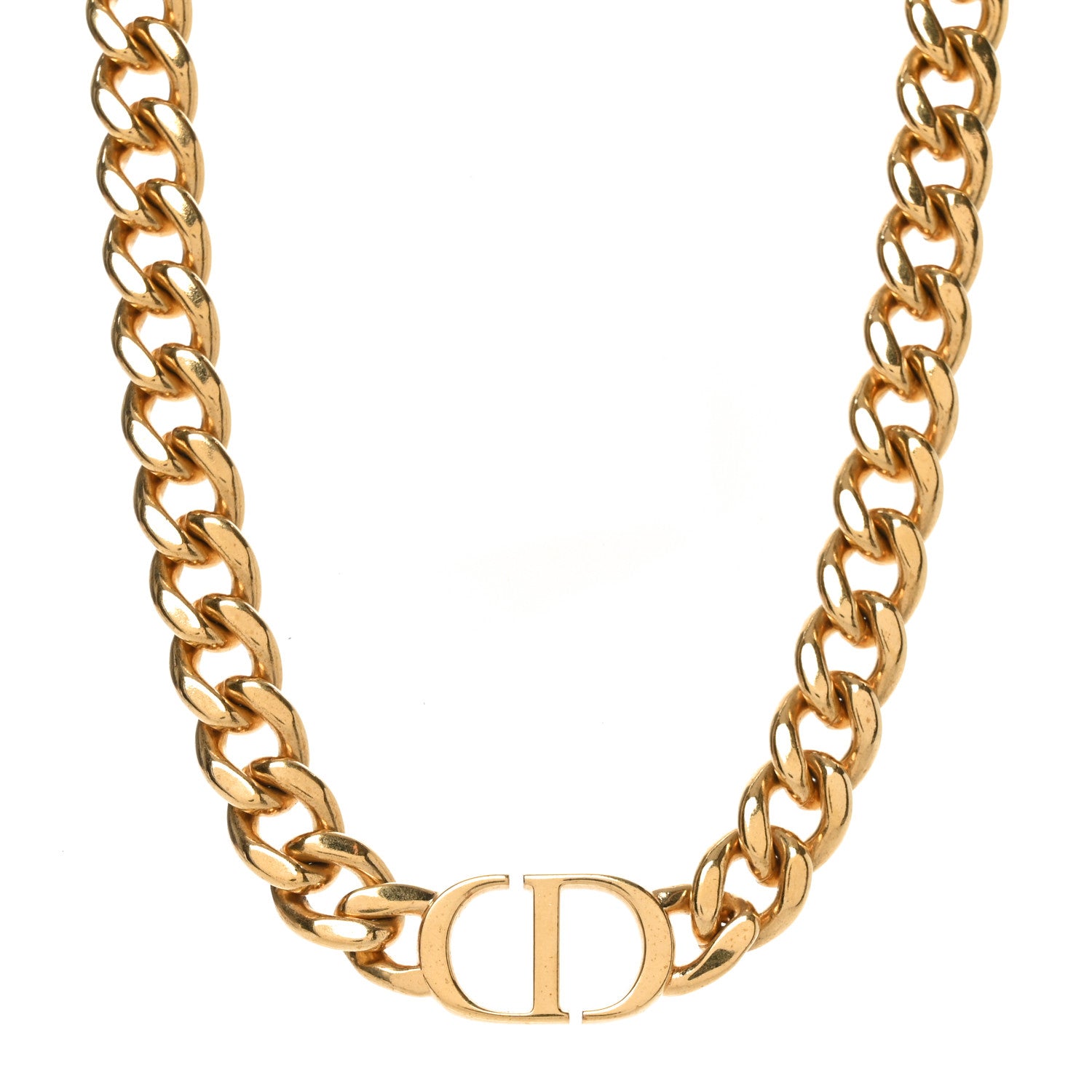 Christian Dior Metal Choker Necklace Gold 1 of 10