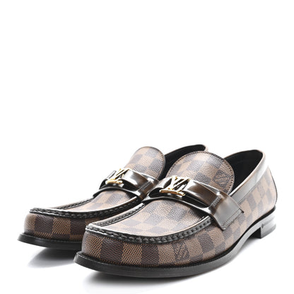 Louis Vuitton Damier Ebene Calfskin Mens Major Loafers 10 4 of 9