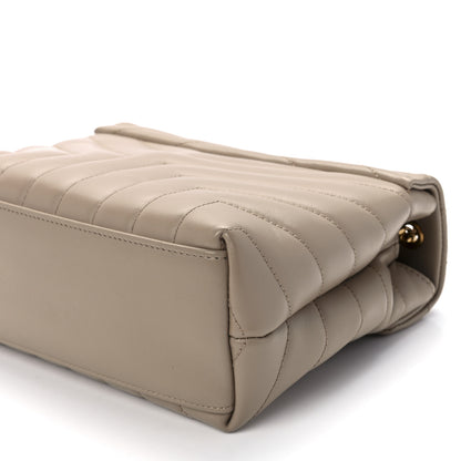 Saint Laurent Calfskin Y Quilted Monogram Small Loulou Chain Satchel Dark Beige 13 of 14