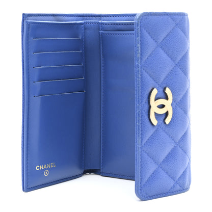 Chanel Caviar Quilted Studded CC Medium Flap Wallet Blue Blue 5 of 9