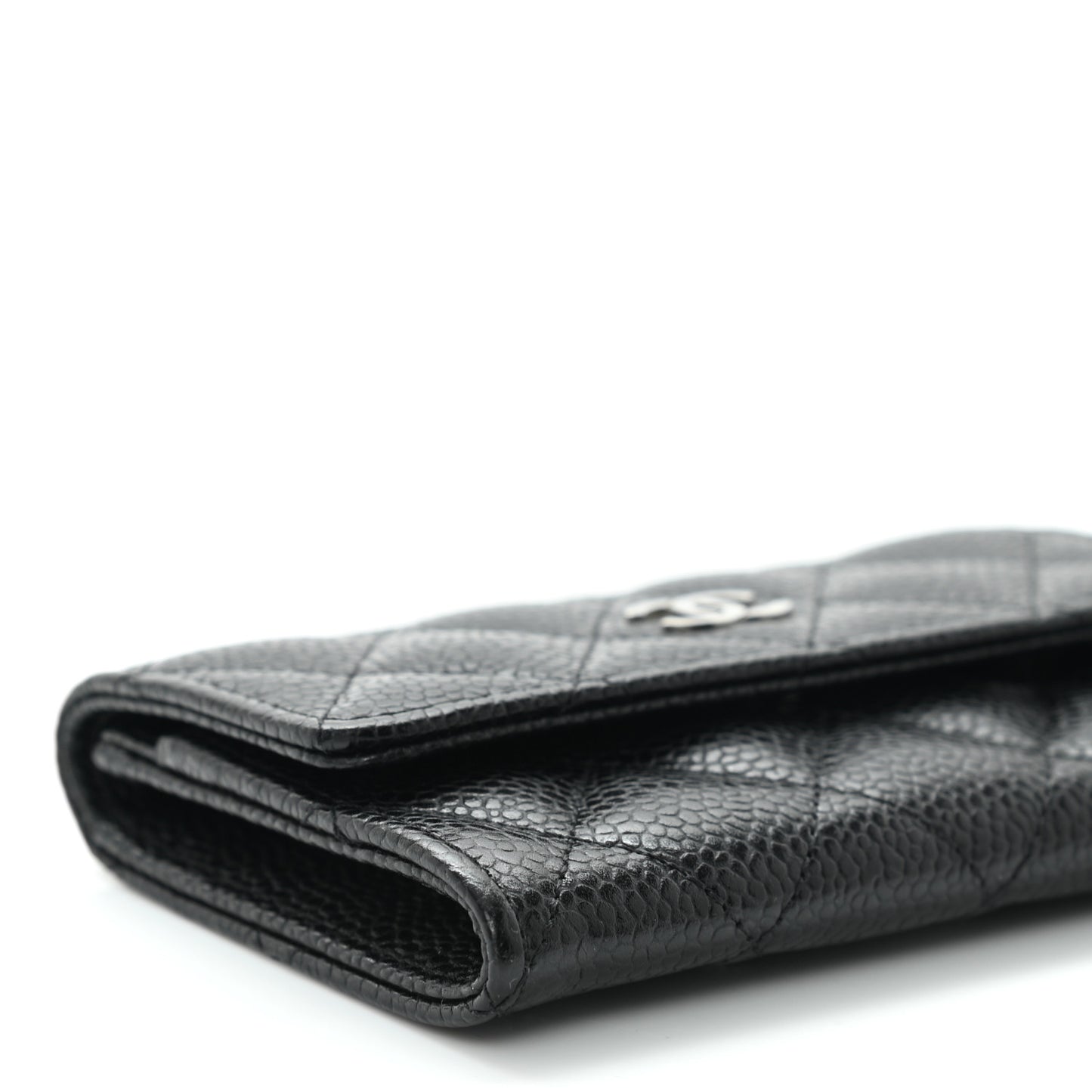 Caviar Quilted Flap Card Holder Black