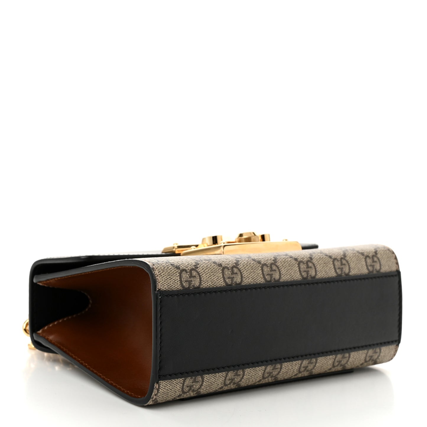 GG Supreme Monogram Calfskin Small Padlock Shoulder Bag Beige Black Cuir