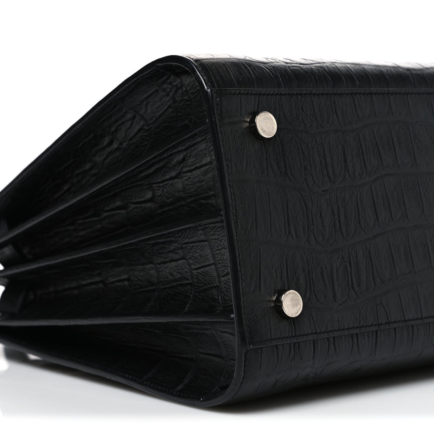 Calfskin Crocodile Embossed Small Sac de Jour Black