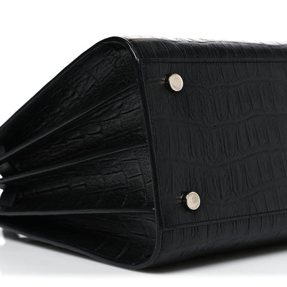 Saint Laurent Calfskin Crocodile Embossed Small Sac de Jour Black 9 of 10