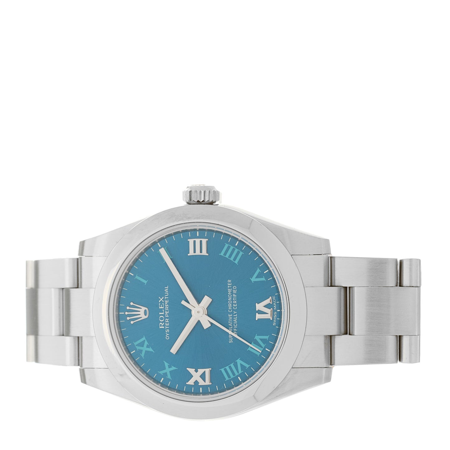 Stainless Steel 31mm Oyster Perpetual Watch Azzurro Blue Roman 177200