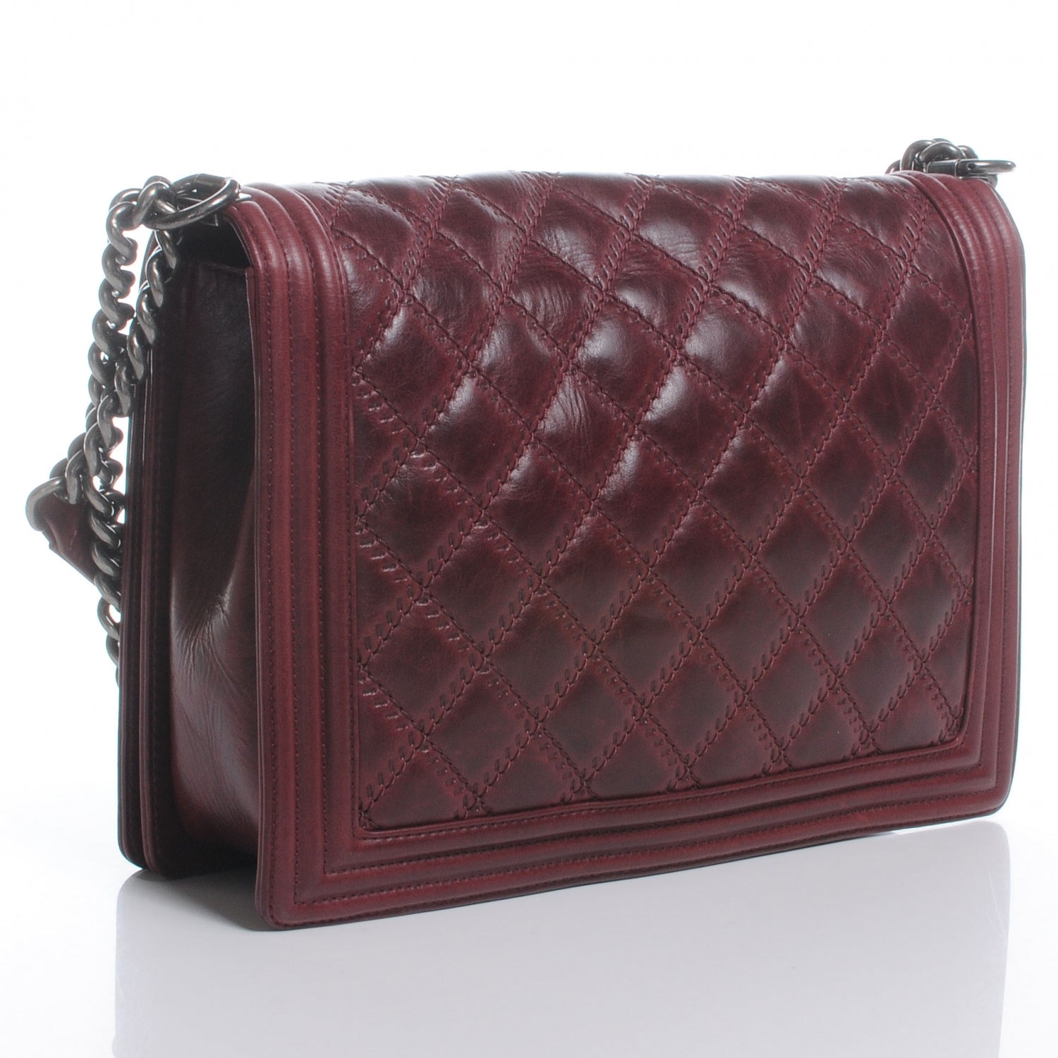Chanel Calfskin Quilted Large Boy Flap Burgundy 3 of 7