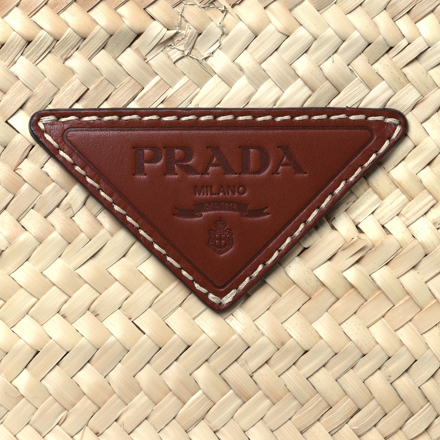 Prada Palmitto Vitello Woven Braided Large Basket Tote Bag Naturale Cognac 9 of 9
