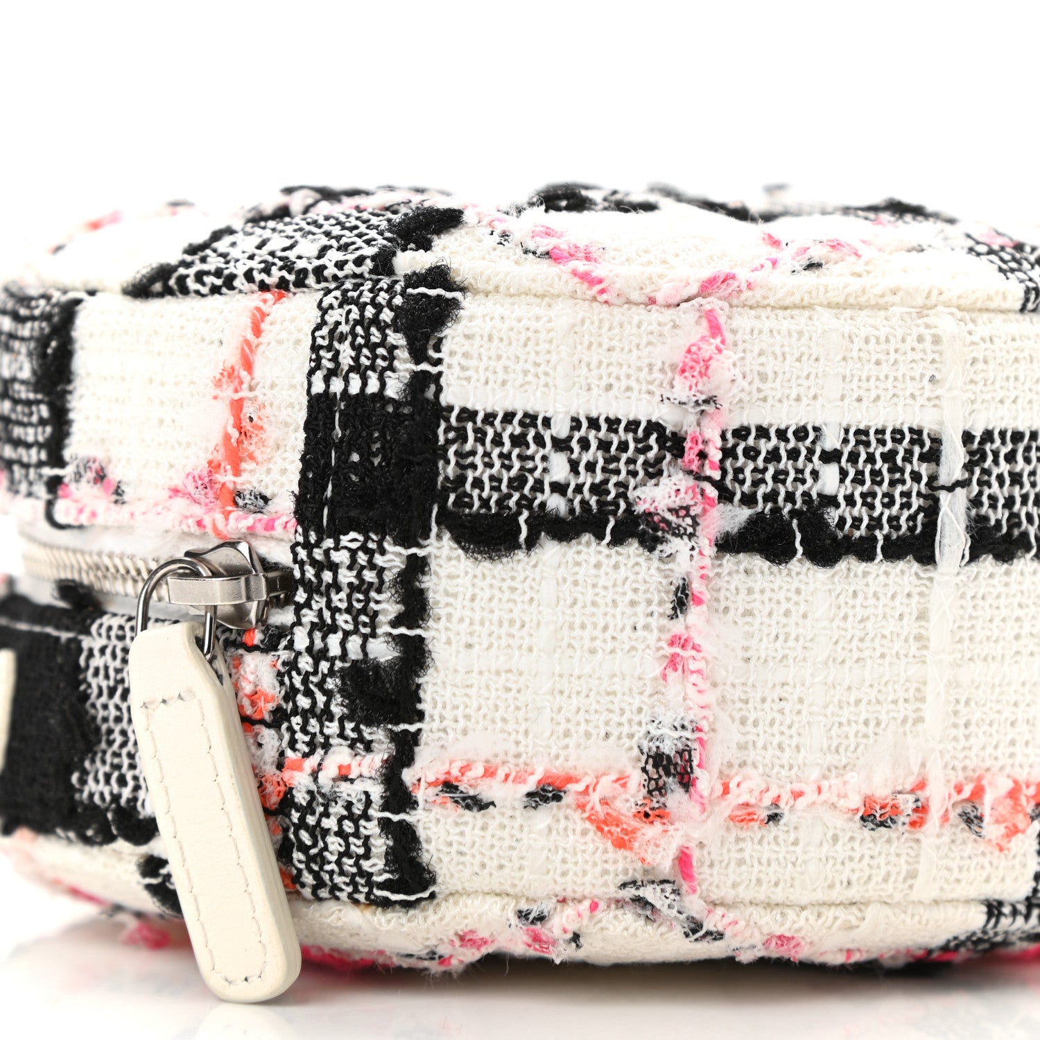 Chanel Tweed Quilted Round Clutch With Chain Black White Multicolor 8 of 10