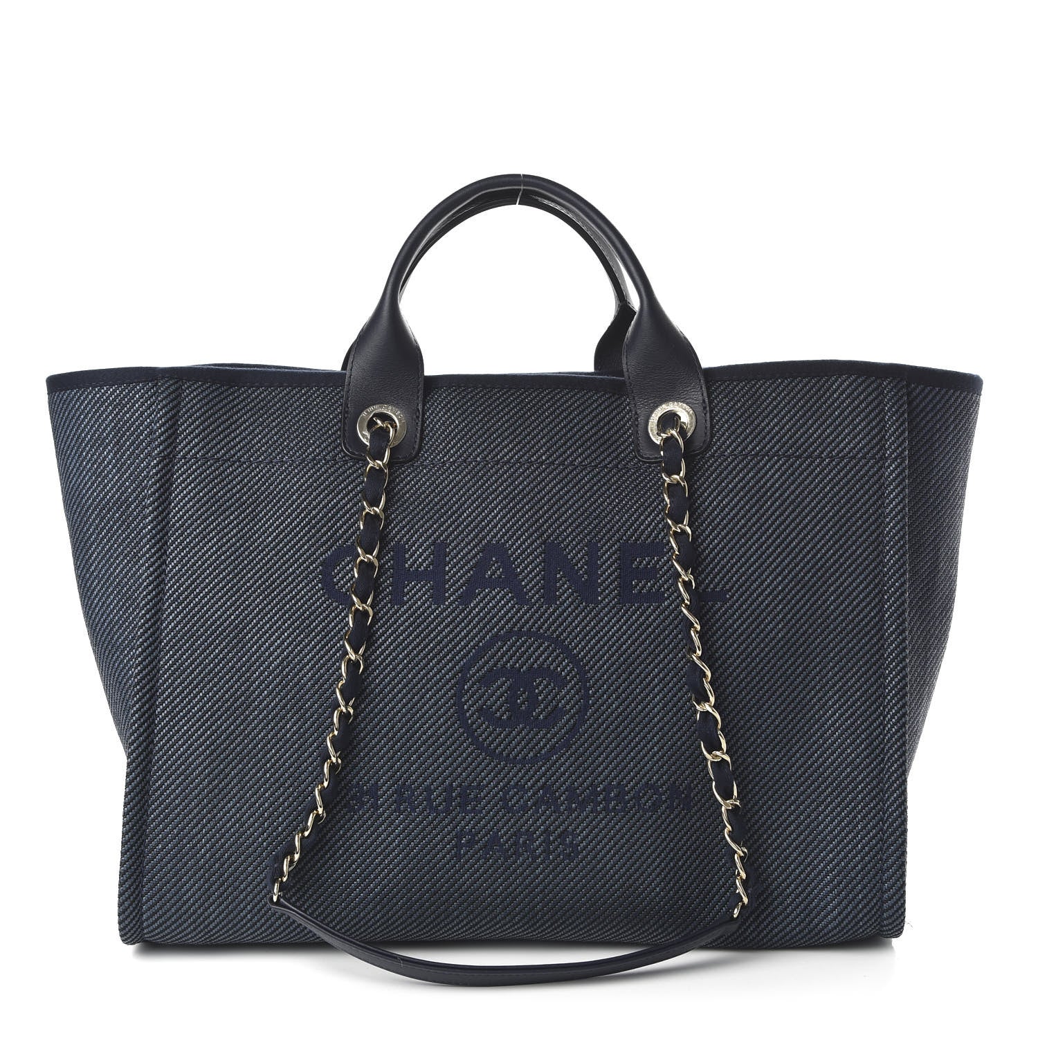 Chanel Denim Medium Deauville Tote Dark Blue 1 of 10