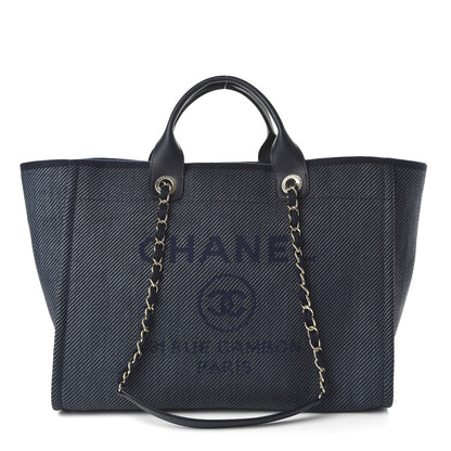 Chanel Denim Medium Deauville Tote Dark Blue 1 of 10
