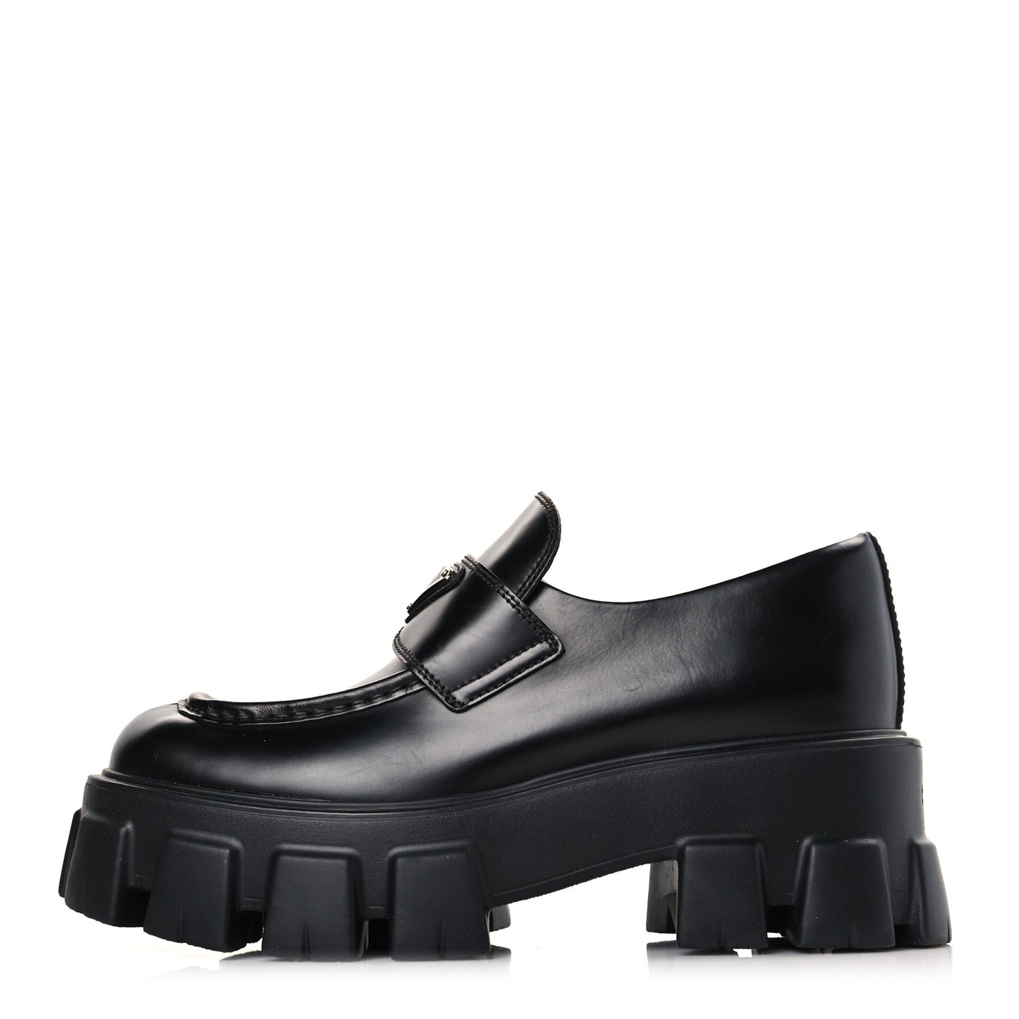Spazzolato Rois Metal Triangle Logo Monolith 55mm Loafers 37.5 Black